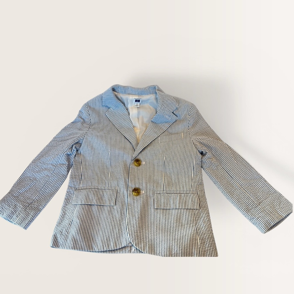 Janie and Jack Blue Seersucker Striped Blazer